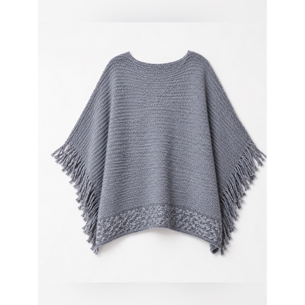 Lida Collection Womens Knit Poncho One Size Shawl Wrap Chunky Fringe Gra…